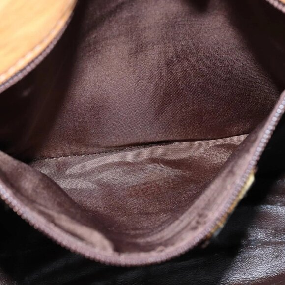 LOEWE Anagram Shoulder Bag Leather Brown Gold Auth - Picture 14 of 16